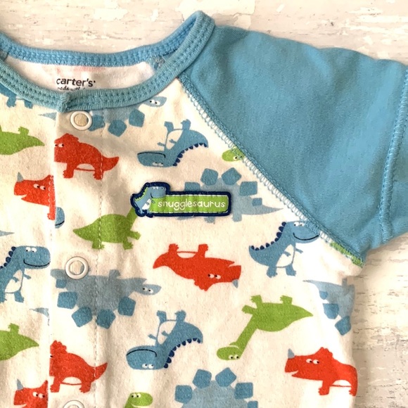 Carters 12m Baby Boy Romper One Piece Summer Outfit Blue Dinosaurs Print - Picture 2 of 4